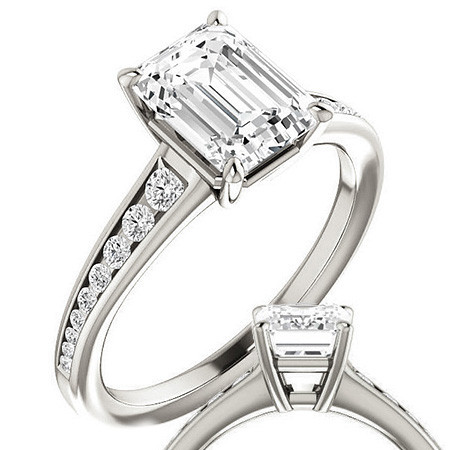 Emerald / Radiant Channel Set Engagement Ring