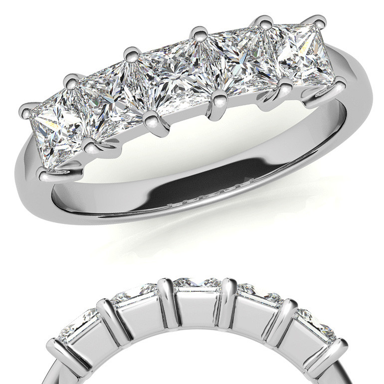 5-Stone 3.5mm Princess cut Lab Grown Diamond Shared-Prong Ring