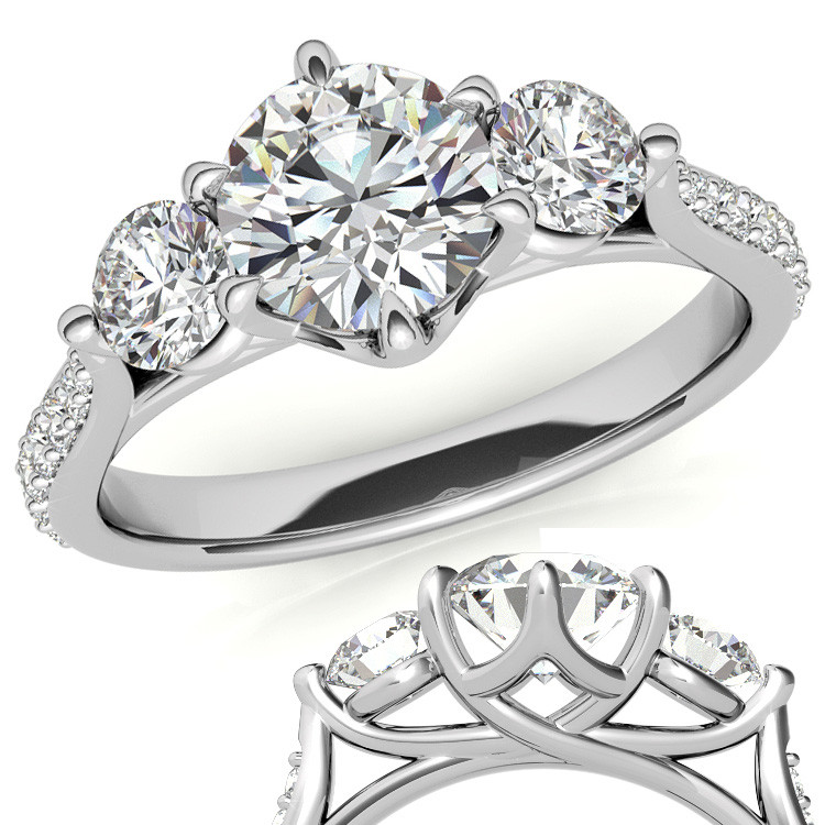 6-Prong Trellis Three-Stone Lab Grown Diamond Engagement Ring - eng052 ...