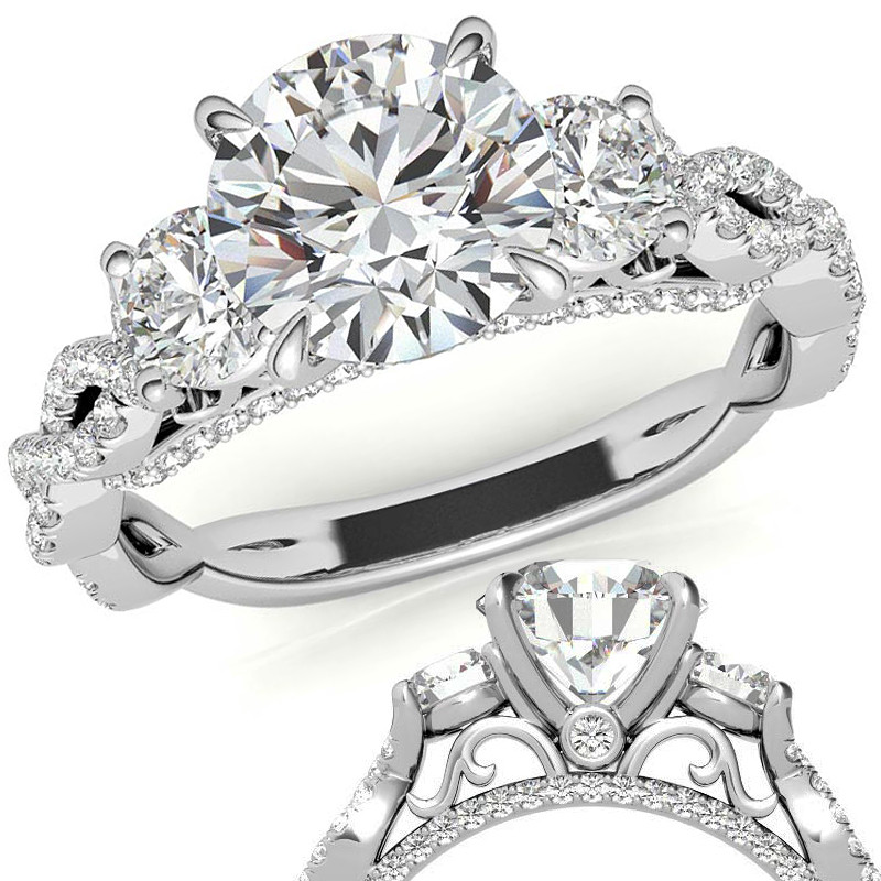 Round Brilliant Three-Stone Infinity Engagement Ring