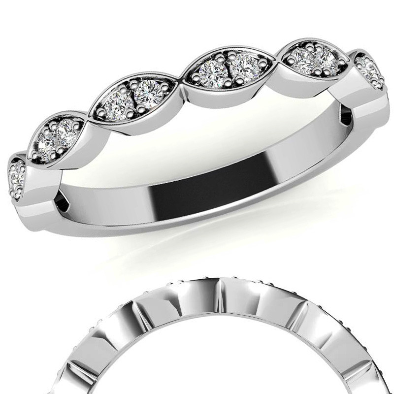 Round Scalloped Lab Grown Diamond Stackable Band