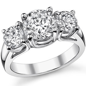 2.5ct (7.5/5.0mm) Round Brilliant Lab Grown Diamond Trellis 3 Stone Ring