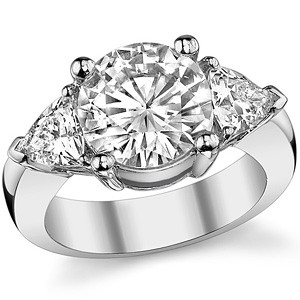 5.25ct (10mm/5.5mm) Round & Trillion Lab Grown Diamond Three Stone Ring